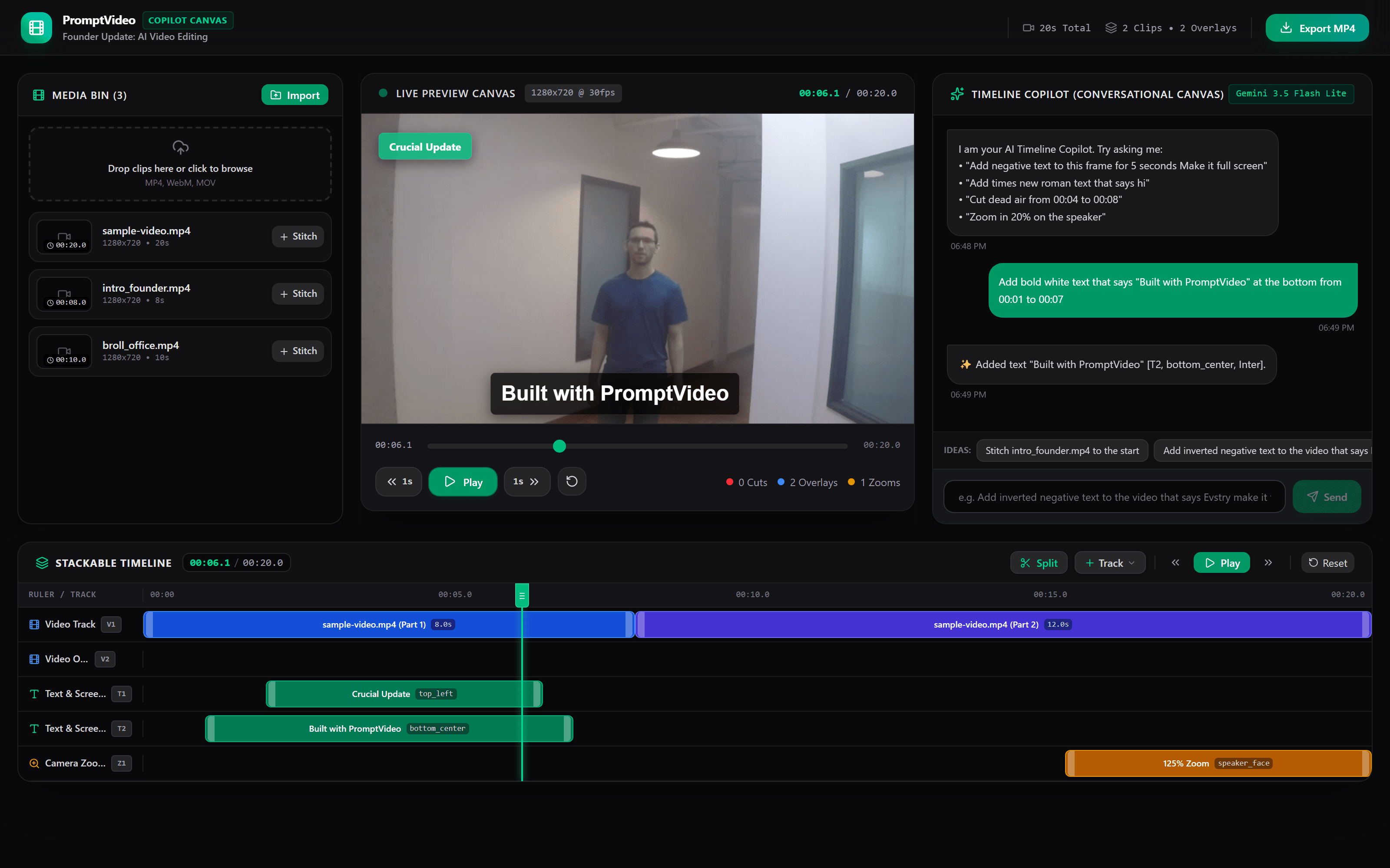 PromptVideo: AI Timeline Copilot preview